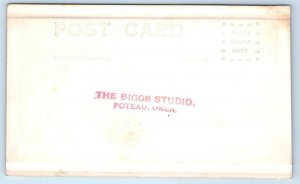 RPPC POTEAU, OK Oklahoma ~ 2 CUTE TODDLERS  Posing c1930s Biggs Studio Postcard