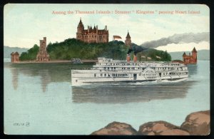 dc1855 - Steamer KINGSTON Postcard 1900s Thousand Islands. Heart Island