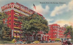 HOT SPRINGS, AR Arkansas  MAJESTIC HOTEL & Street View  c1940's Linen Postcard