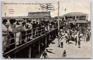 1911 Watching Bathers 4th Ave. Grounds Asbury Park New Jersey NJ Posted Postcard