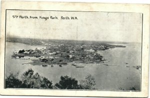 PC CPA AUSTRALIA, PERTH FROM KING'S PARK, Vintage Postcard (b27090)