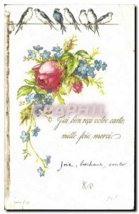 Postcard Old Well Fai received your card a thousand times thank you flowers B...