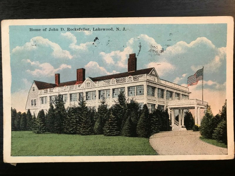 Vintage Postcard 1925 Home John D. Rockefeller Lakewood New Jersey