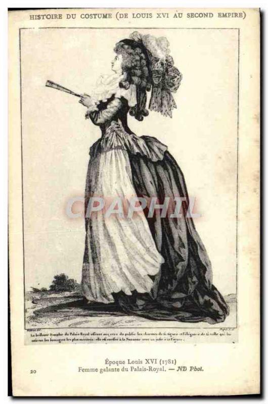 Old Postcard History of Costume Female gallant Palais Royal Paris