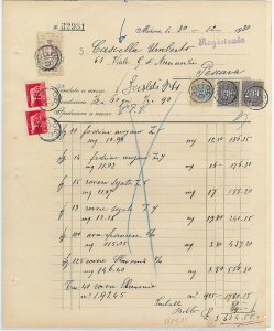65234 - ITALY KINGDOM - POSTAL HISTORY: IMPERIAL TAX USE on INVOICE 1930-
