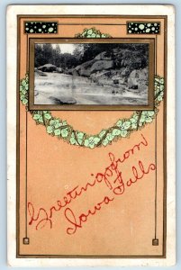 Iowa Falls Iowa Postcard Greetings River Lake Exterior Rock 1912 Vintage Antique