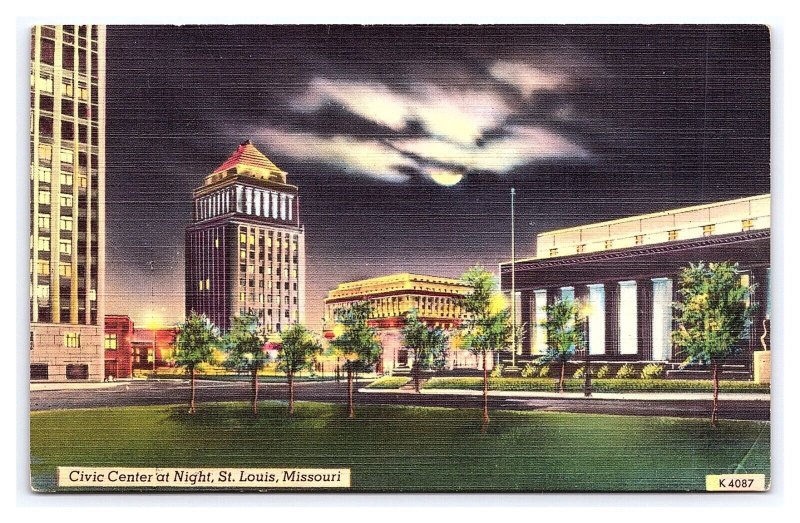 Civic Center At Night St. Louis Missouri Postcard