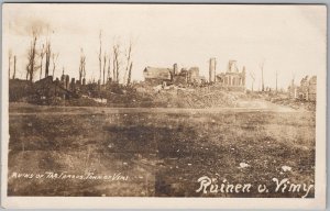 France 'Ruins of the Famous Town of Vimy' WWI Battlefield RPPC Postcard H82
