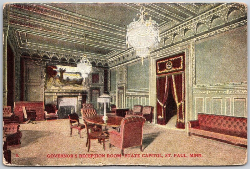 Governors Reception Room State Capitol St. Paul Minnesota MN Chandelier Postcard