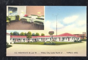 TUPELO MISSISSIPPI TRAVELERS MOTEL INTERIOR VINTAGE ADVERTISING POSTCARD