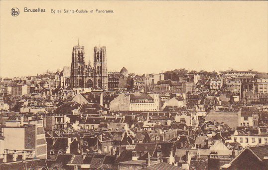 Belgium Brussels Eglise Sainte Gudule et Panorama