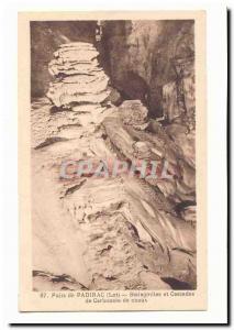 Well of Padirac Old Postcard stalagmites and calcium carbonate waterfalls