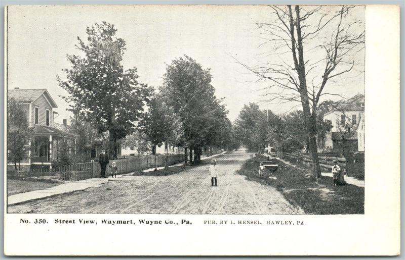 WAYMART PA STREET VIEW UNDIVIDED ANTIQUE POSTCARD PRIVATE MAILING CARD