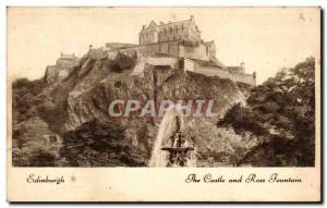 Old Postcard Edinburgh Castle and Ross Fountain The