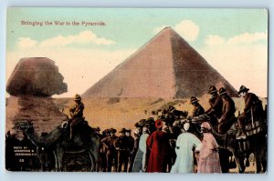 WWI Postcard Military Soldiers Bringing The War To The Pyramids c1910's Antique