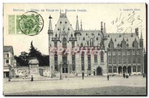 Postcard Old Bruges Hotel De Ville and La Maison Doree