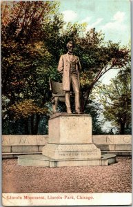 Lincoln Monument, Statue in Lincoln Park Chicago IL Vintage Postcard X32
