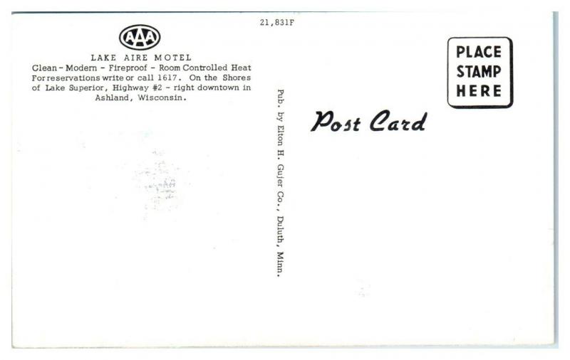 Lake Aire Motel, Ashland, WI Postcard *5E5