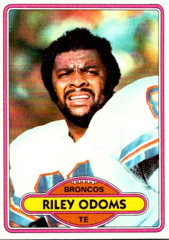 1980 Topps Football Card Riley Odoms TE Denver Broncos sun0163