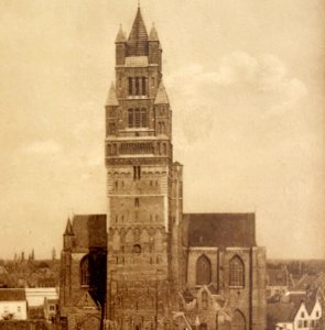 Cathedral Saint Sauveur Bruges Belgium Gravure 1910s Postcard Sepia PCBG12A
