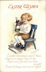 Clapsaddle Easter Int'l Art Little Boy Toy Bunny Rabbit c1910 Postcard
