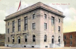 Post Office Freeport Illinois 1912 postcard