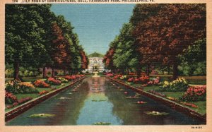 Postcard 1920's Lily Pond Horticultural Hall Fairmount Park Philadelphia Penn.