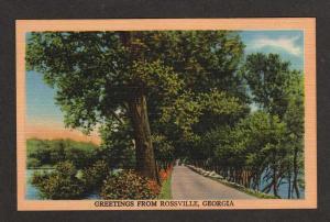 GA Greetings from ROSSVILLE GEORGIA Postcard Linen PC