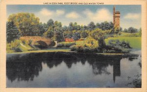 Lake in Eden Park, Foot Bridge, Old Water Tower Cincinnati, Ohio OH