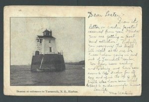 1906 Post Card Yarmouth Nova Scotia Lighthouse Beacon