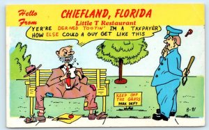 CHIEFLAND, Florida FL ~ Comic Advertising LITTLE T RESTAURANT c1950s  Postcard