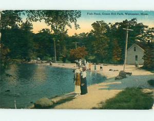 Divided-Back FISH POND & PARK SCENE Worcester Massachusetts MA r8240