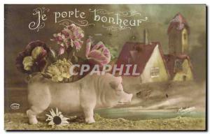 Postcard Old Pig Pig I lucky