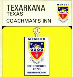 Vtg Chrome Postcard Texarkana TX Coachman's Inn 9x4 Friendship Inn UNP