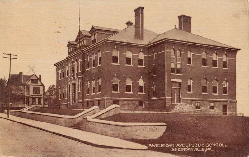 Sherianville Pennsylvania American Ave Public School Antique Postcard K26947