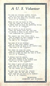 VINTAGE POSTCARD A U.S. VOLUNTEER POETRY BY DEMPSEY AND BURRIER WW I RARE