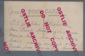 Seminole OKLAHOMA RPPC 1927 DELIVERY TRUCK Workers OIL FIELDS Equipment OK BOOM!