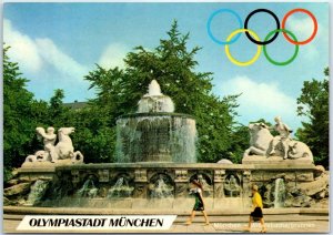 Postcard - Wittelsbach Fountain, Olympic City - Munich, Germany 