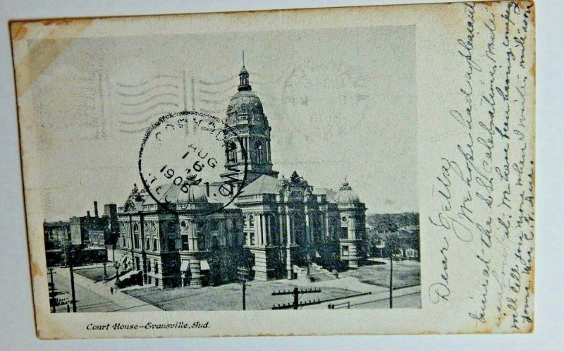 Vintage 1900s Court House Evansville Indiana Postcard