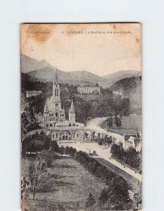 Postcard La Basilique vue plongeante Lourdes France