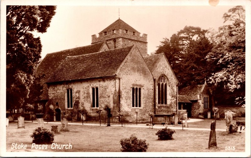 RPPC Stoke Poces Church postcard Buckinghamshire England