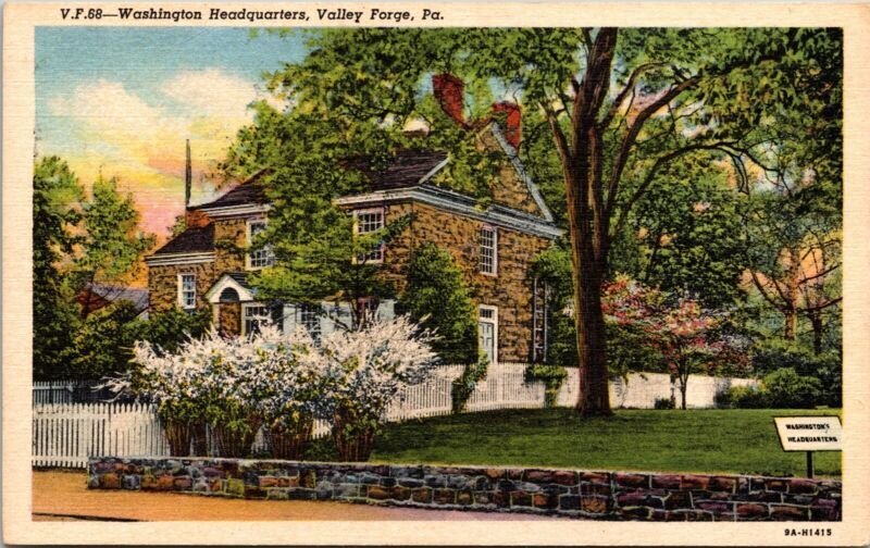 Washington Headquarters Valley Forge Pa Pennsylvania Ct Art Colortone Postcard