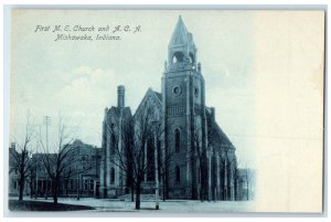 c1910 First M.E. Church and A.C.A. Mishawaka Indiana IN Antique Postcard