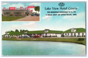 Little Rock Arkansas AR Postcard Lake View Hotel Courts Multiview 1955 Vintage