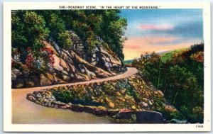 Postcard - Roadway Scene, In The Heart Of The Mountains