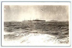 c1920's USS Colorado SS Leviathan British US Navy Convoyed RPPC Photo Postcard