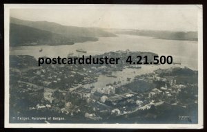 h2859 - NORWAY Bergen 1910s Harbor Panoramic View. Real Photo Postcard