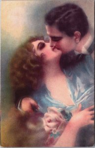 Romantic Couple Kissing Vintage Postcard C100