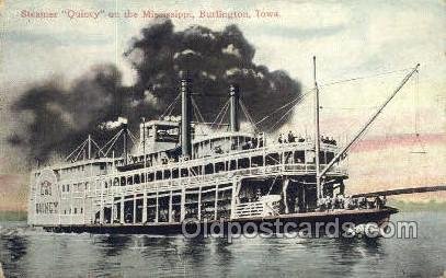 Quincy, Burlington, Iowa, USA Steamboat, Ship Unused 