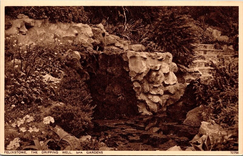 Felixstowe Dripping Well Spa Gardens WB Postcard Royal Tunbridge Wells British 